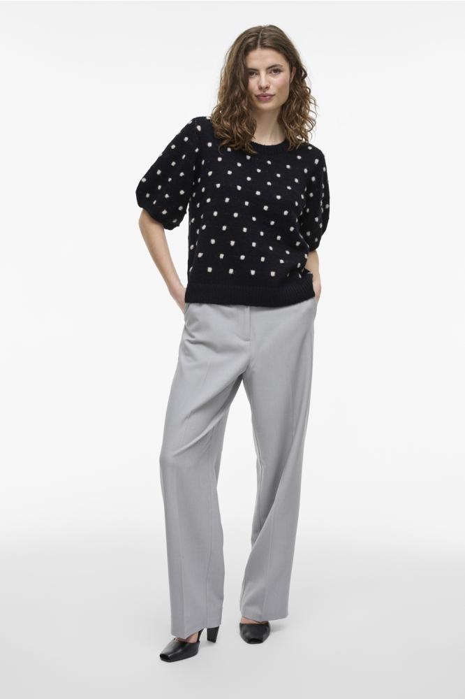 VIDOTTIE 2/4 SLEEVE KNIT TOP 14103431 BLACK BEAUTY/BIRCH DOTS